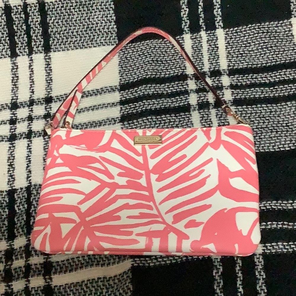 🔴 Kate spade pink & white tropical print wristlet - Picture 10 of 14